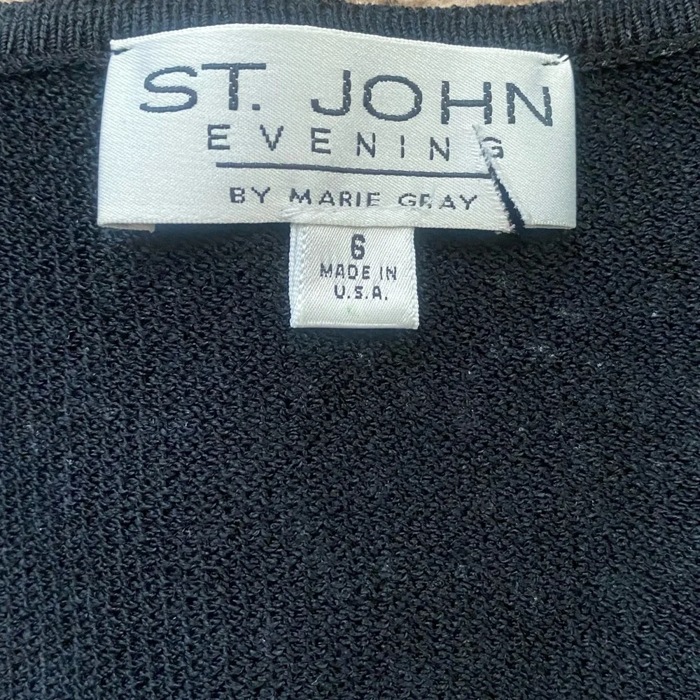 St. John Black Midi Dress with Crystal embellishments - Picture 5 of 7